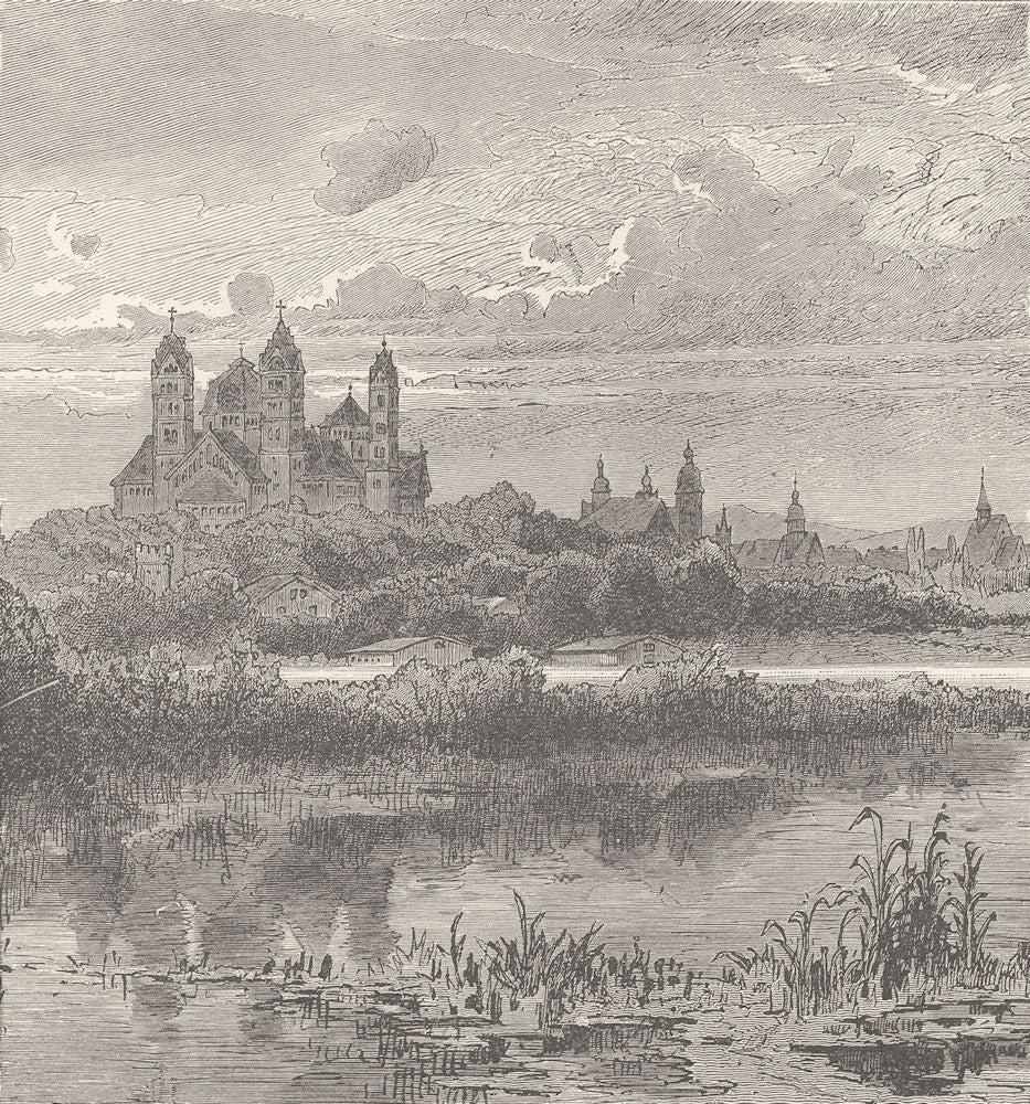 GERMANY. View of Speyer 1903 old antique vintage print picture